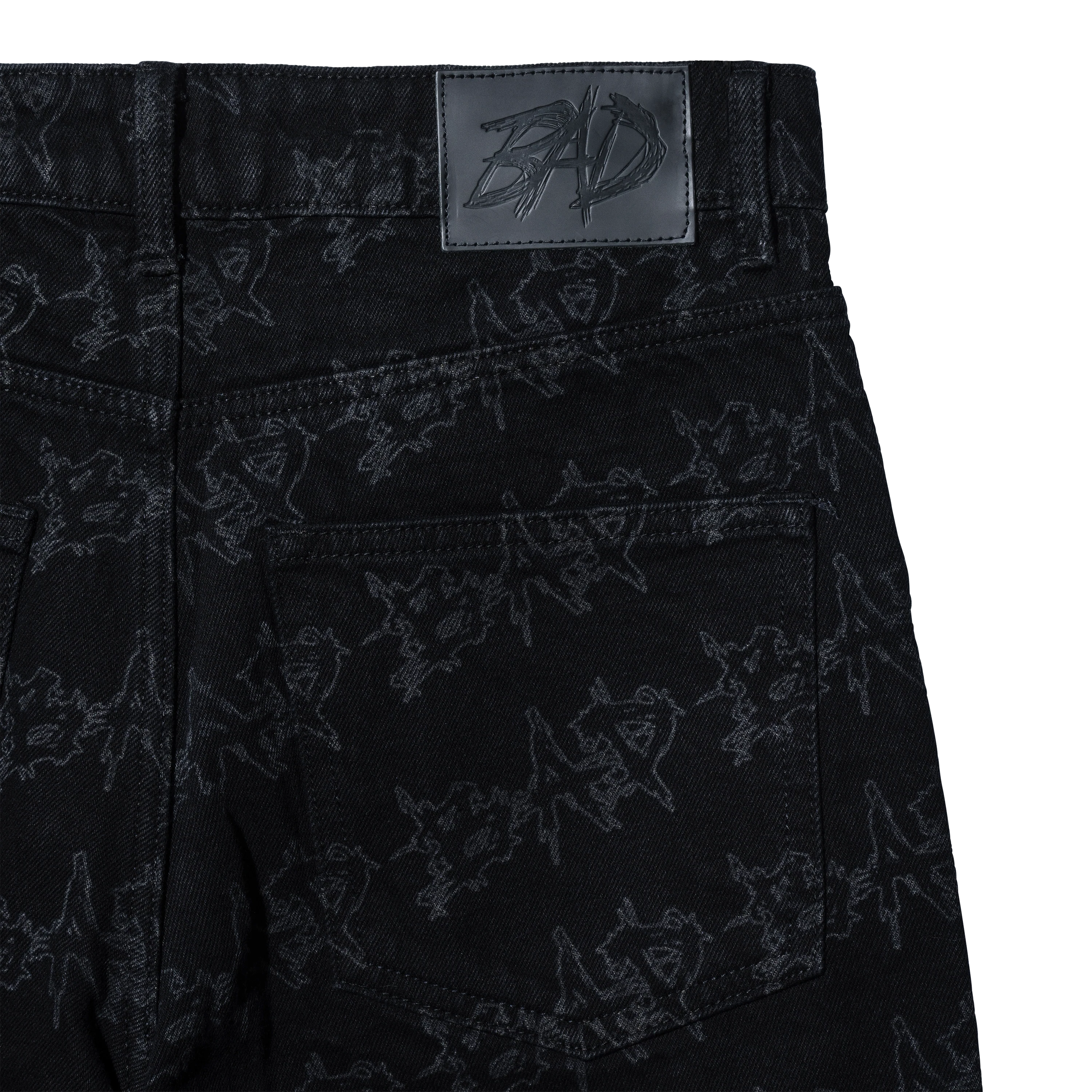 BAD ALLOVER DENIM PANTS BLACK - Image 3