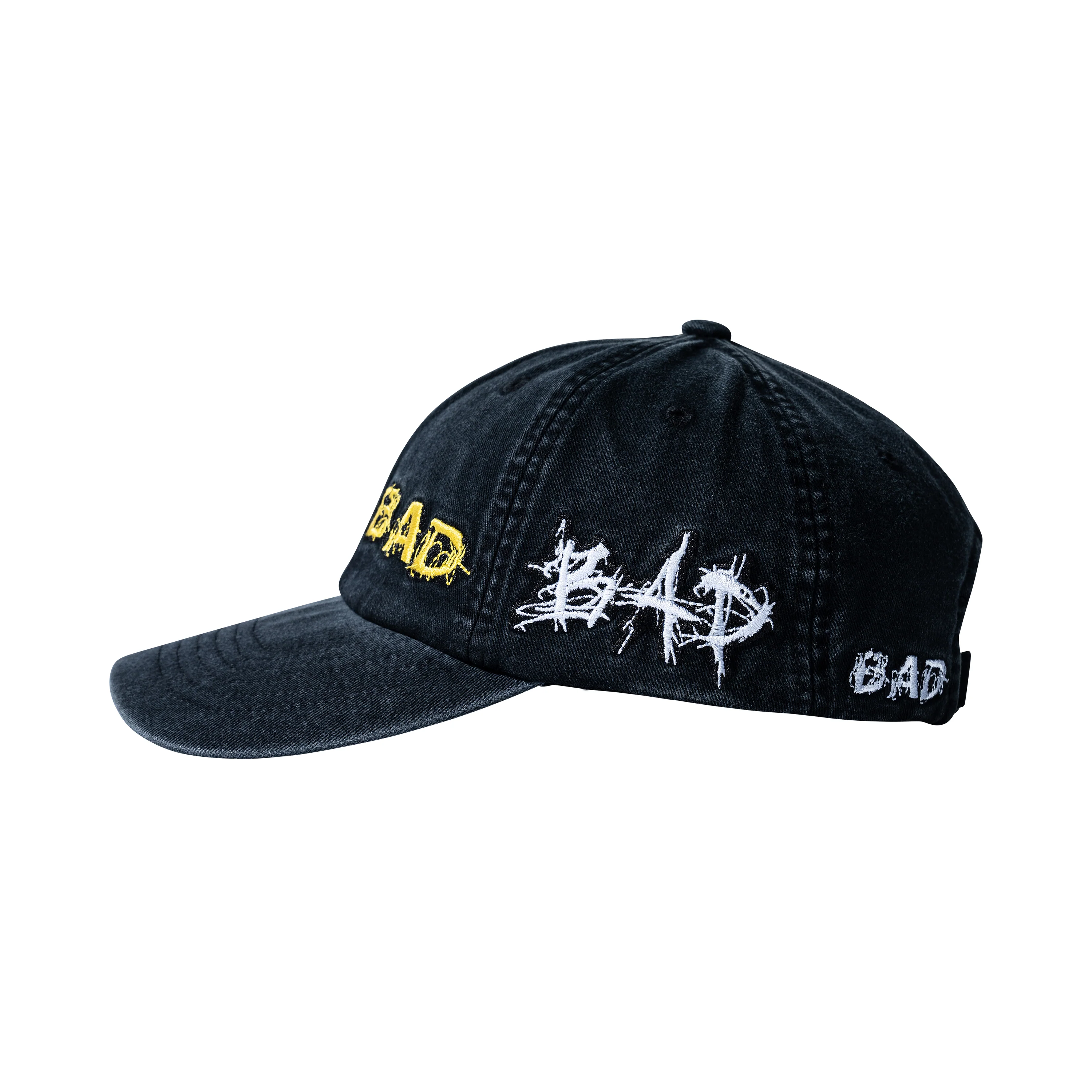 BAD EMBROIDERED HAT WASHED BLACK - Image 3