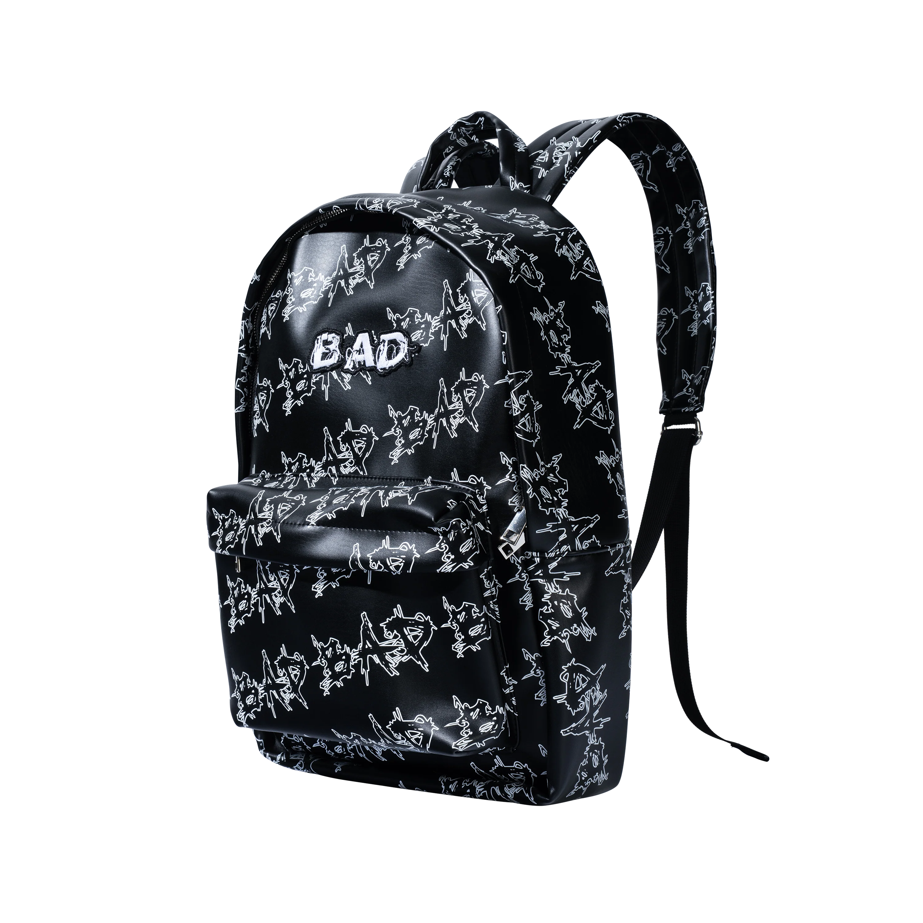 BAD PATCH LEATHER BACKPACK BLACK - Image 3