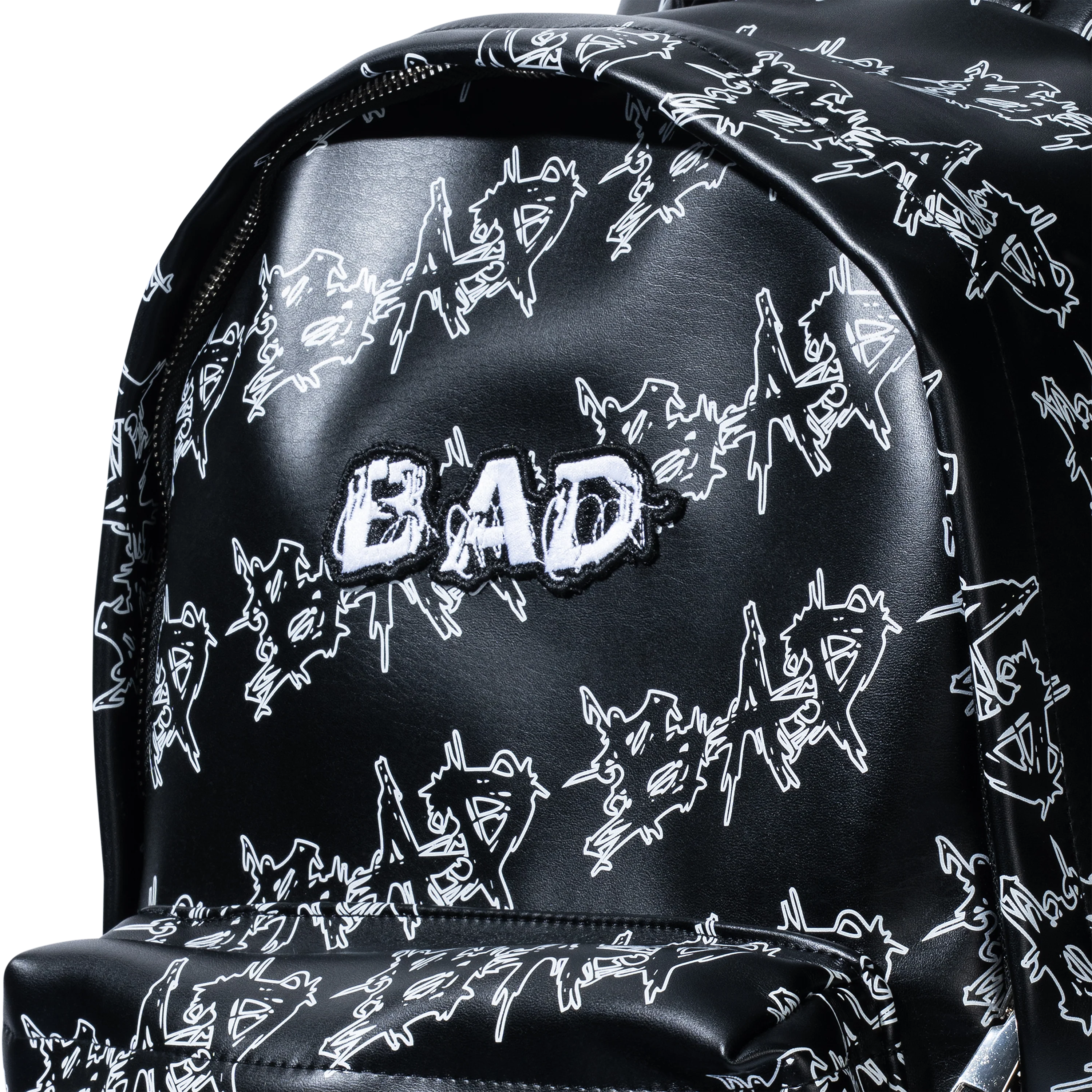 BAD PATCH LEATHER BACKPACK BLACK - Image 4