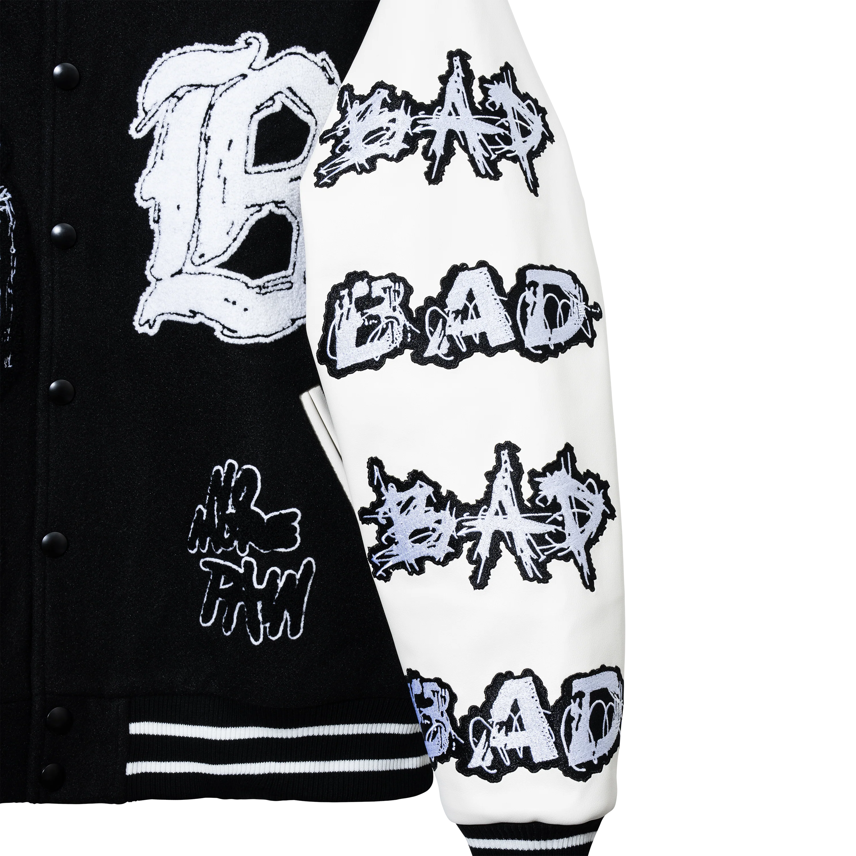 NO MORE PAIN LETTERMAN JACKET BLACK - Image 5