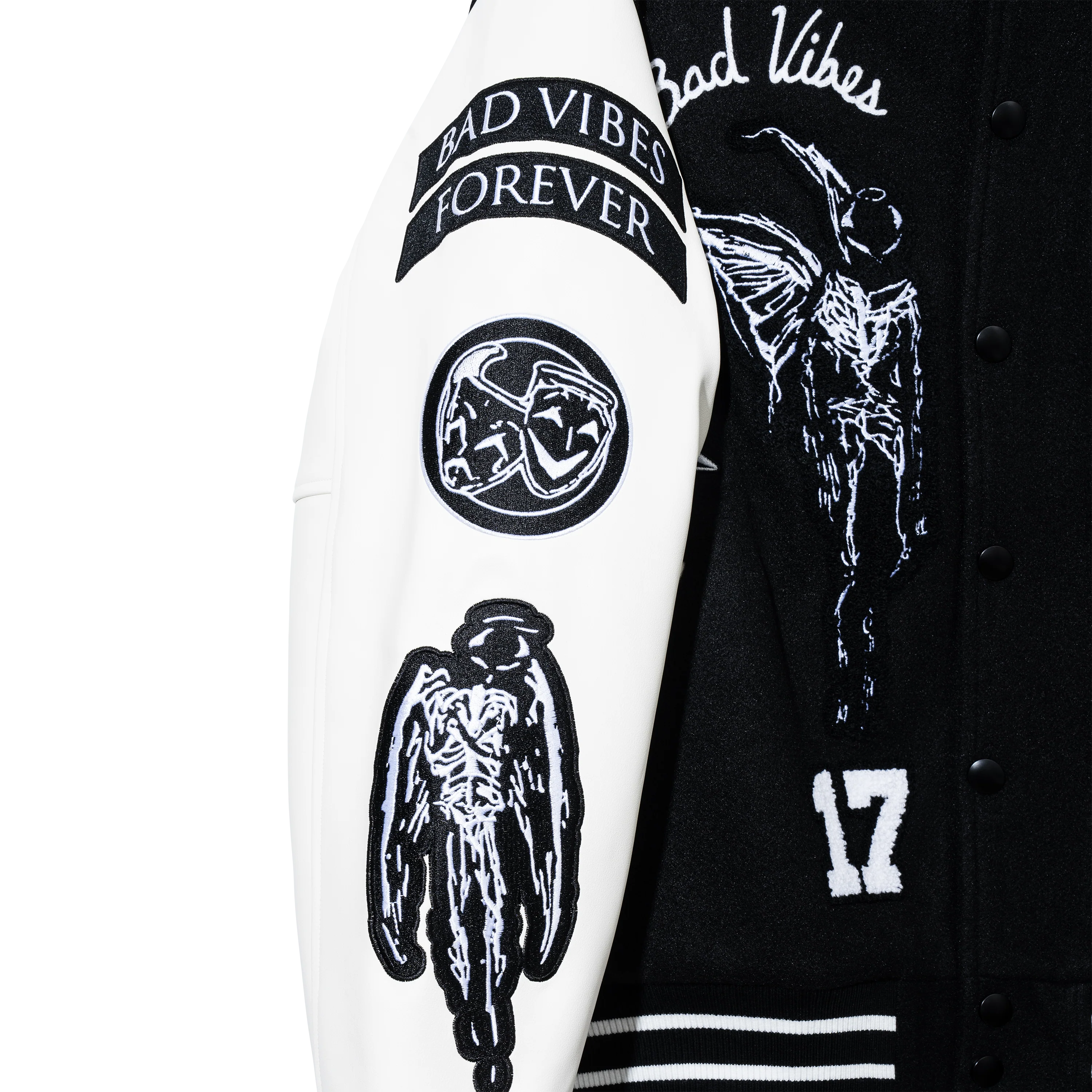 NO MORE PAIN LETTERMAN JACKET BLACK - Image 6